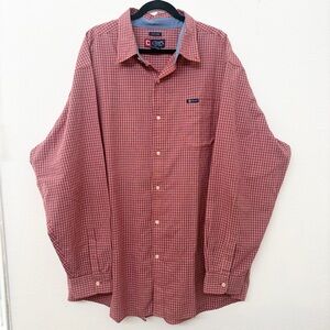 Men's Chaps Easy Care Red Plaid Long Sleeve Button Down Shirt size 3XT